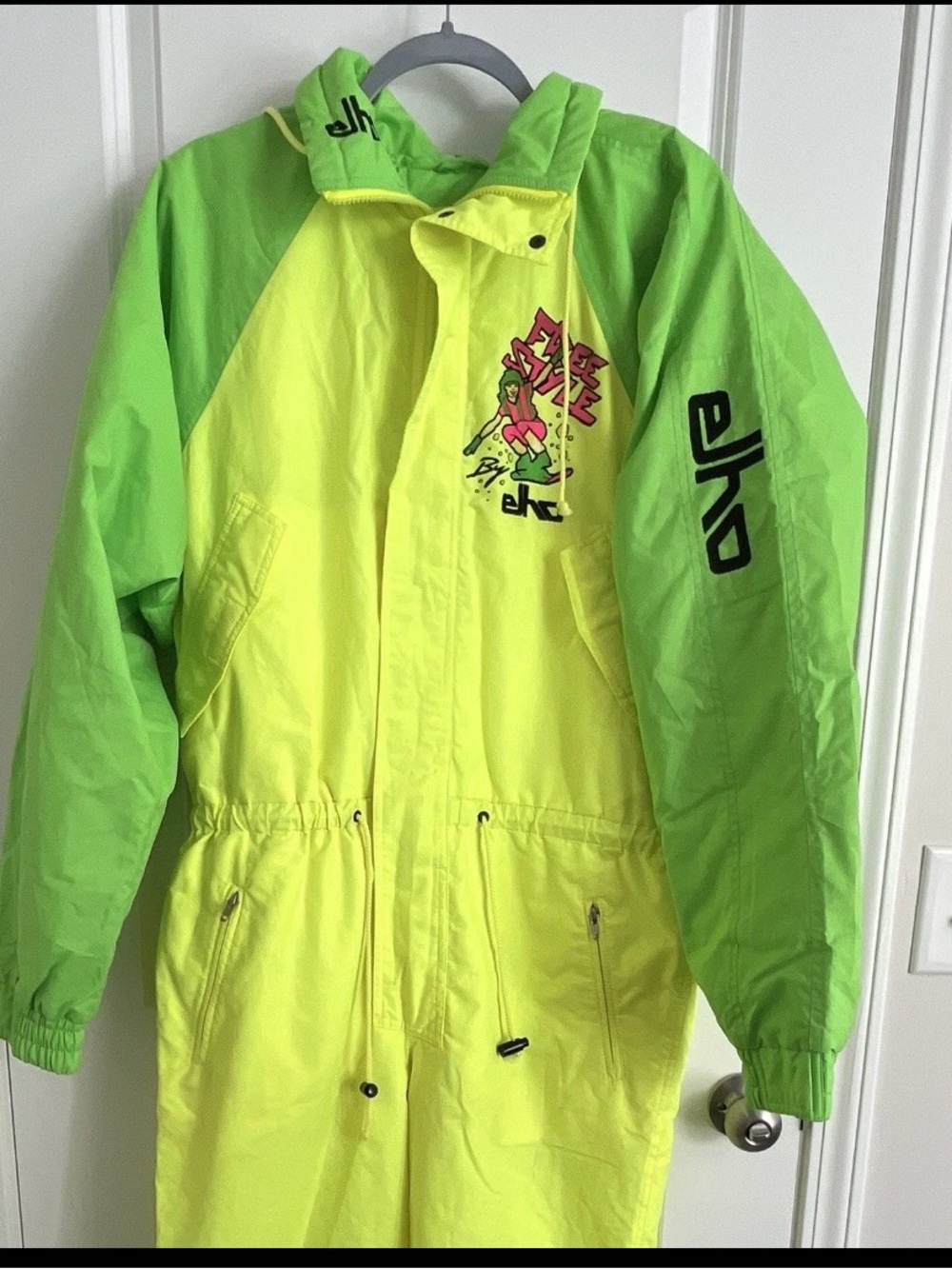 Freestyle Neon Lime and Bright Green Ski Jumpsuit Jacket 36 waist
